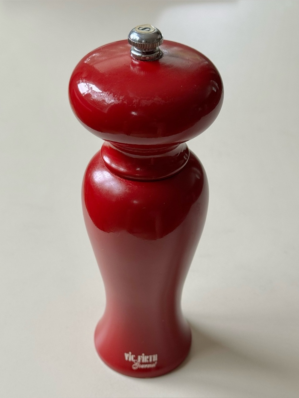 Vintage Vic Firth Gourmet Red Lacquered Wood Salt Mill Grinder Kitchen Decor